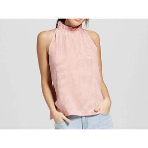 Universal Thread High Neck Tank Top Slveless Blouse Rayon Blnd Ruffle Womens Med